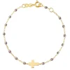 Online Bracelet Croix Or Jaune Et Perles De Resine Femme Bracelets