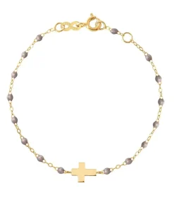 Online Bracelet Croix Or Jaune Et Perles De Resine Femme Bracelets