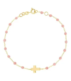 Online Bracelet Croix Or Jaune Et Perles De Resine Femme Bracelets