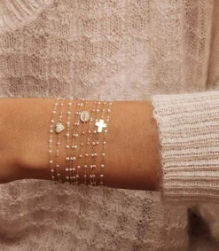 Online Bracelet Croix Or Jaune Et Perles De Resine Femme Bracelets