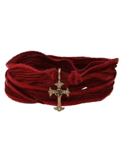 Discount Bracelet En Soie A Nouer Et Charm Mariel Cross En Bronze Et Diamant Femme Bracelets