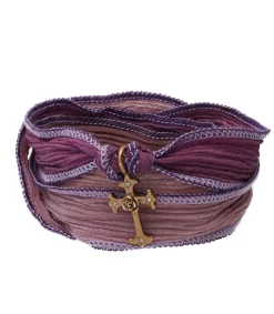 Discount Bracelet En Soie A Nouer Et Charm Mariel Cross En Bronze Et Diamant Femme Bracelets