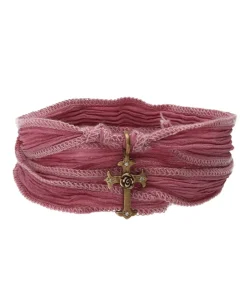 Discount Bracelet En Soie A Nouer Et Charm Mariel Cross En Bronze Et Diamant Femme Bracelets