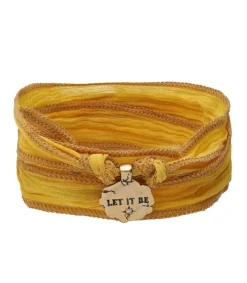 Clearance Bracelet En Soie A Nouer Et Charm Let It Be En Bronze Et Diamant Femme Bracelets