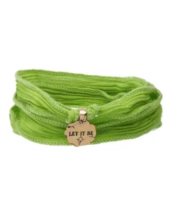 Clearance Bracelet En Soie A Nouer Et Charm Let It Be En Bronze Et Diamant Femme Bracelets