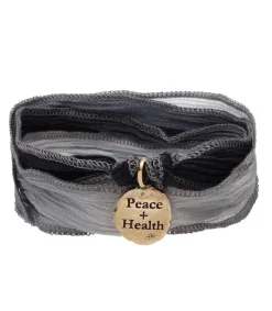 Bracelet En Soie Et Charm Peace & Health En Bronze Femme Bracelets