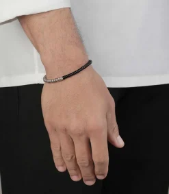 Hot Bracelet Ingot A Perles De Pierres Et D'Argent Homme Bijoux