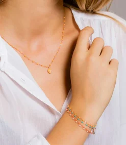 Discount Bracelet Or Jaune Et Perles De Resine Femme Bracelets