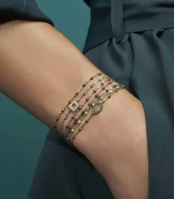 Discount Bracelet Or Jaune Et Perles De Resine Femme Bracelets