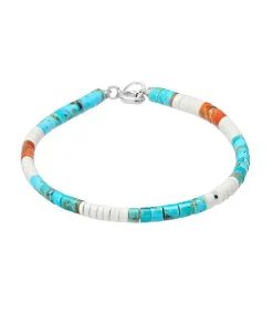 Discount Bracelet Pueblo Heishi Turquoise/Corail Femme Bracelets