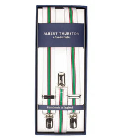 Best Bretelles Elastic Clip Blanches A Rayures Rouge Et Verte Femme Ceintures