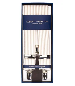 Online Bretelles Sutting 3 Clip A Rayures Beige Et Blanche Femme Ceintures