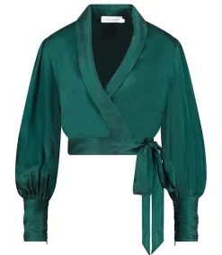 Cache-Coeur En Satin De Soie Jade Femme Hauts