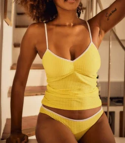 Clearance Caraco Georgia Yellow Vichy Femme Hauts