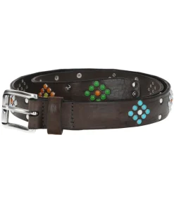 Sale Ceinture En Cuir Tamponnee Perles Veleno X Jane De Boy Femme Ceintures