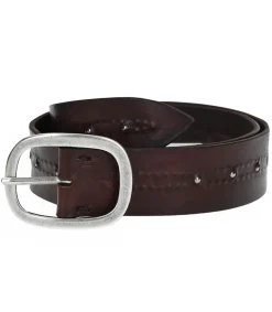Discount Ceinture En Cuir Tamponnee Marron X Jane De Boy Femme Ceintures