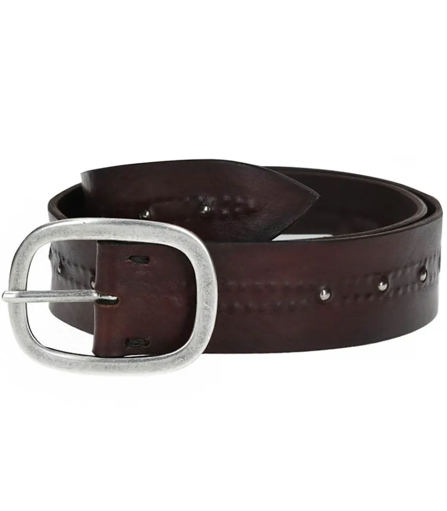 Discount Ceinture En Cuir Tamponnee Marron X Jane De Boy Femme Ceintures