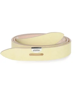 Outlet Ceinture Lecce En Cuir Suede Light Yellow Femme Ceintures