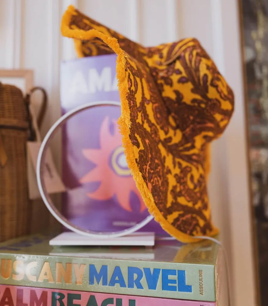 Outlet Chapeau Frayed Floppy Peach Yellow Paisley Femme Chapeaux, Bonnets & Casquettes