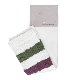 Outlet Chaussettes Hautes A Rayures Papyrus/Pesto Femme Lingerie