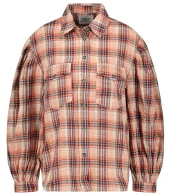 New Chemise A Carreaux Lidzy Orange/Or Femme Hauts