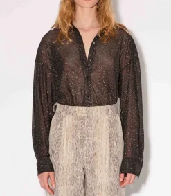 Sale Chemise Disco Bijou Noir Femme Hauts