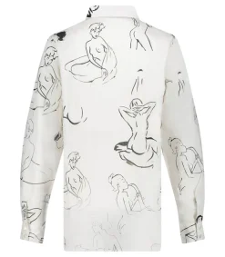 Hot Chemise Esquisse Noire Et Blanche Femme Hauts