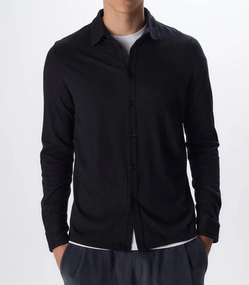 Best Chemise Manches Longues Homme Coton Et Cachemire Noir Homme Chemises