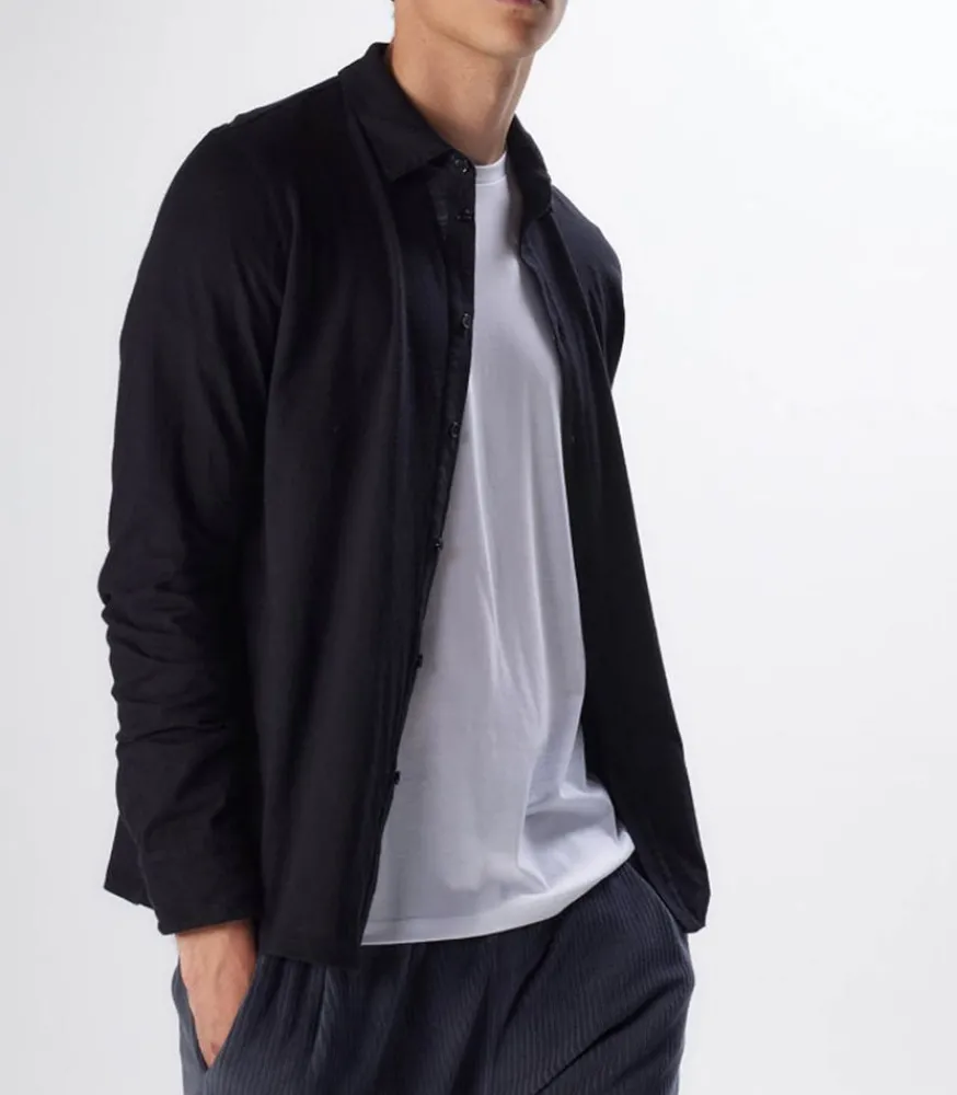 Best Chemise Manches Longues Homme Coton Et Cachemire Noir Homme Chemises