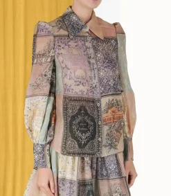 New Chemisier Lyrical Book Print Book Cover Patch Femme Hauts