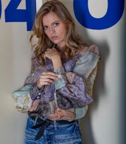 New Chemisier Lyrical Book Print Book Cover Patch Femme Hauts