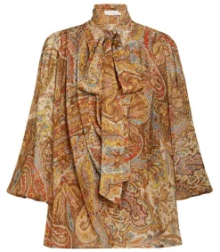 Clearance Chemisier Sensory Billow Paisley Gold Print Femme Hauts