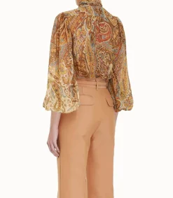 Clearance Chemisier Sensory Billow Paisley Gold Print Femme Hauts