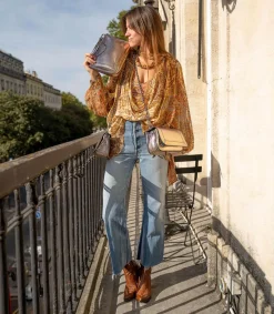 Clearance Chemisier Sensory Billow Paisley Gold Print Femme Hauts