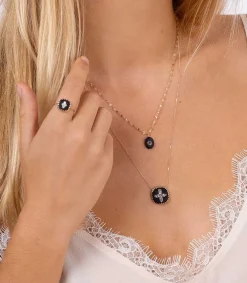 Hot Collier Bowie Noir Et Diamants Femme Colliers