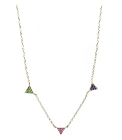 Discount Collier Choker Triangles Saphir Rose, Saphir Bleu Et Tsavorite Femme Colliers