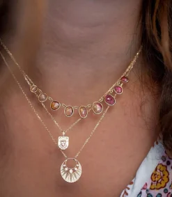 Clearance Collier Croissant De Lune A Cinq Diamants Femme Colliers