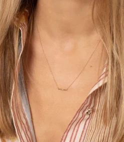 Clearance Collier Mini Barre Diamants Noirs Femme Colliers