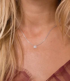 Collier Mini Feuille Des Merveilles Or Blanc Diamants Femme Colliers