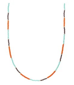 Clearance Collier Miyuki Perles Turquoise Et Orange Femme Colliers