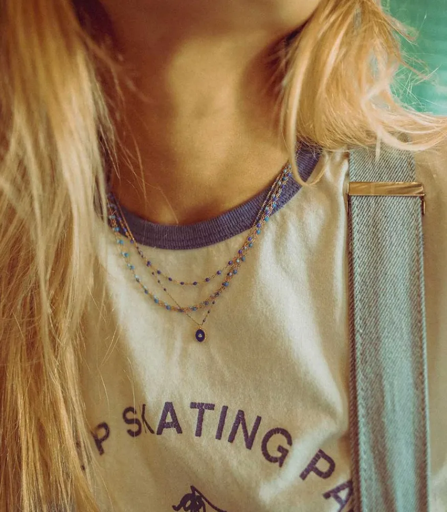 Clearance Collier Or Rose Et Perles De Resine 42 Cm Femme Colliers