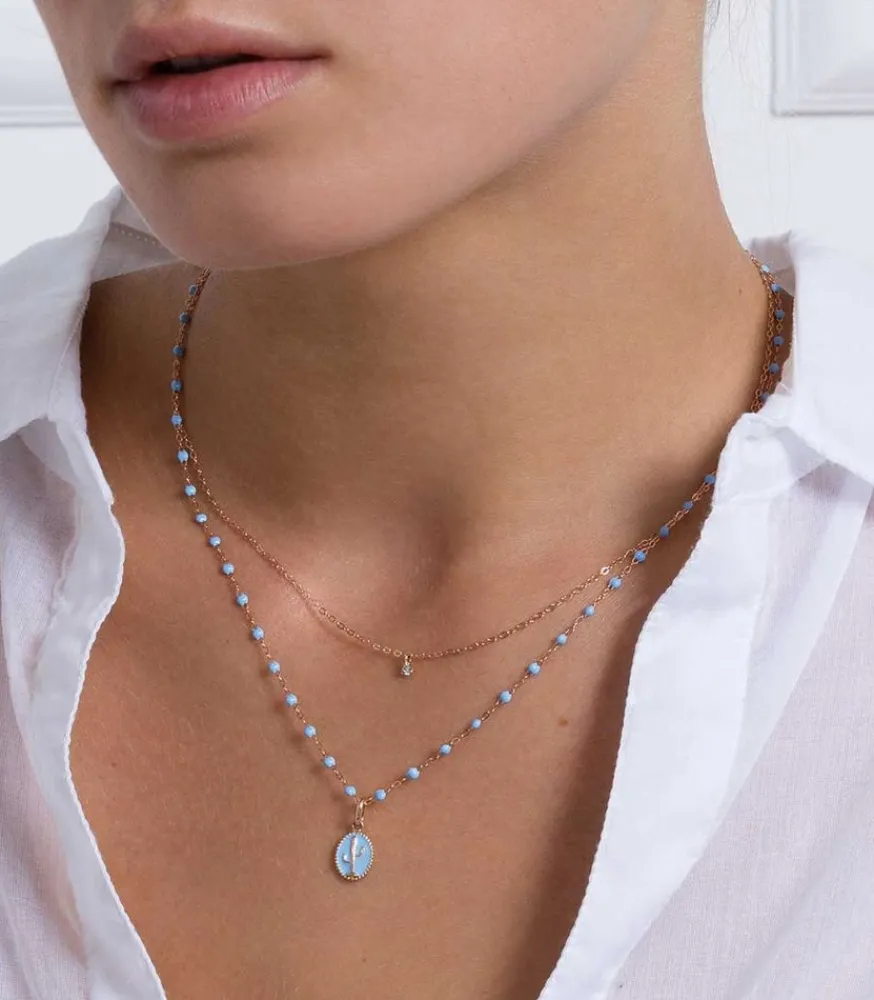 Clearance Collier Or Rose Et Perles De Resine 42 Cm Femme Colliers