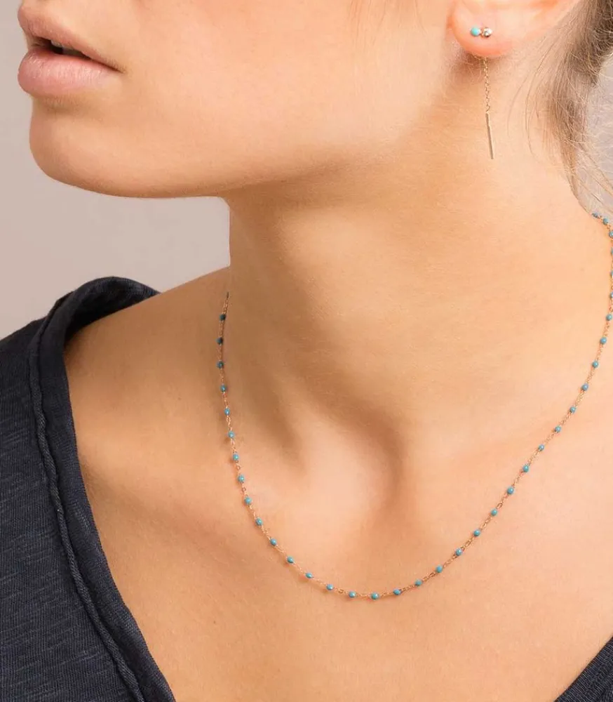 Clearance Collier Or Rose Et Perles De Resine 42 Cm Femme Colliers