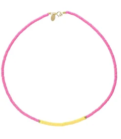 Outlet Collier Polynesie Rose Et Jaune X Jane De Boy Femme Colliers