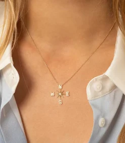 Clearance Collier Rose Des Vents En Or Jaune Et Diamants Femme Colliers