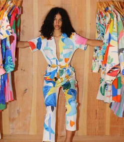 Outlet Combinaison Multicolore Motifs Abstraits Femme Combinaisons