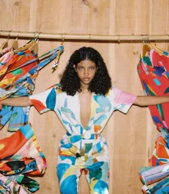 Outlet Combinaison Multicolore Motifs Abstraits Femme Combinaisons