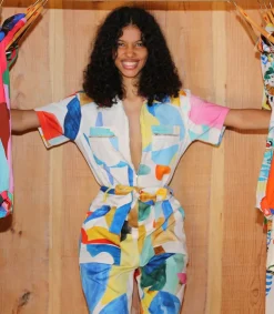 Outlet Combinaison Multicolore Motifs Abstraits Femme Combinaisons