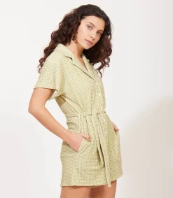 Discount Combishort Ibiza Vichy Vert Femme Combinaisons