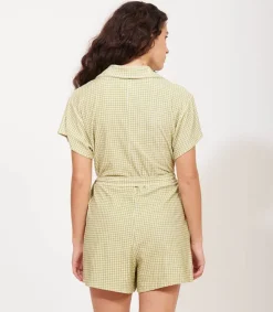 Discount Combishort Ibiza Vichy Vert Femme Combinaisons